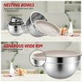 thumbnail image 2 of Stainless Steel Mixing Bowls Set, TINANA 6 Pack Mixing Bowls with Lids, Metal Nesting Storage Bowls for Kitchen, 4.5/3/2.5/2/1.5/0.75QT, Great for Prep, Baking, Serving, Khaki, 2 of 7