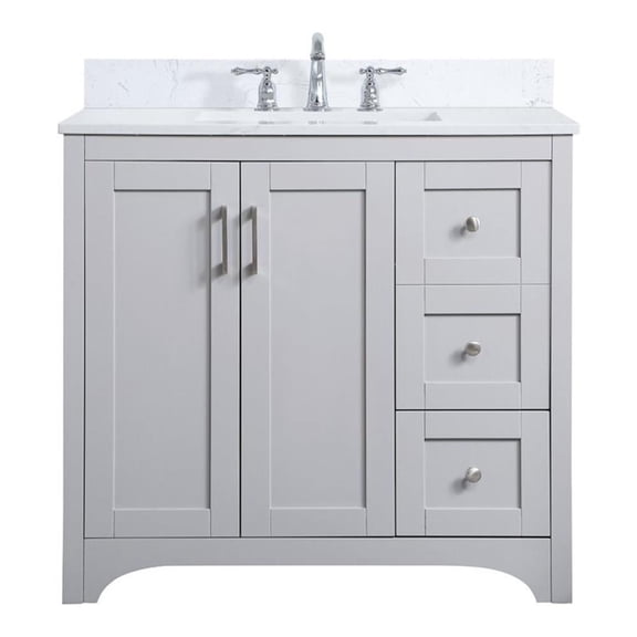 36 inch Single Bathroom Vanity in Grey with Backsplash