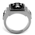 thumbnail image 3 of Mens Ring Skull Black Silver Stainless Steel Ring with Epoxy in Jet, 3 of 7