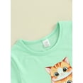 thumbnail image 4 of Kids Girls and Boys Summer T-Shirt Cartoon Cat Print Short Sleeve Round Neck Graphic Tops, 4 of 8