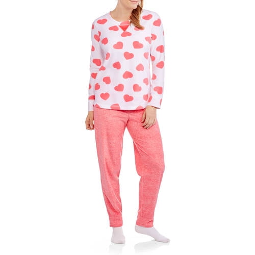 Secret Treasures Womens Micro Waffle Pajama Top And Microfleece Sleep Pant 2 Piece Sleepwear 