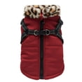 thumbnail image 2 of Winter Pet Tiger Stripe Fur Collar Chest Back Integrated Dog Cotton Jacket Dog Jacket, 2 of 9