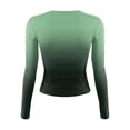 thumbnail image 4 of bbyeadc Womens Green Long Sleeve Shirts Round Neck Strechy Going Out Tops Spring Fall Winter Casual Gradient Slim Fit Clothes Pullover, Green S, 4 of 5
