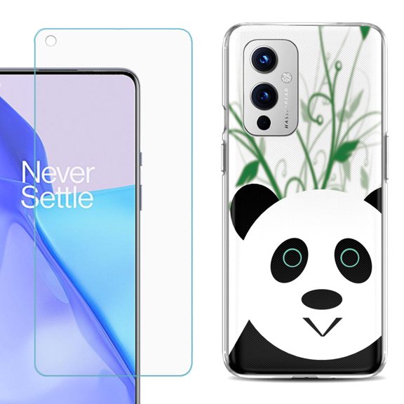 Slim-Fit TPU Phone Case Compatible with OnePlus 9 5G, with Tempered Glass Screen Protector, by OneToughShield ® - Panda