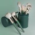 thumbnail image 3 of Cosmetic Brush Storage Bucket Leather Green Cloud Green Rose Brush Bucket PU Cosmetic Bucket Storage Beauty Makeup-yellow, 3 of 4