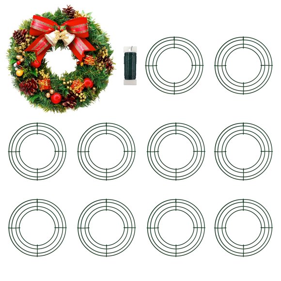 Armazón para corona MTB Garden de alambre verde de 20 cm, paquete de 10