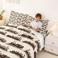 thumbnail image 3 of Castle Fairy Vintage Train Bed Sheets 4pcs for Collectors, Sepia Pattern King Sheets for Bedroom, Brown Beige, 3 of 6