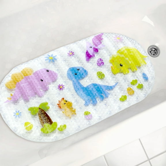 Dznils Cartoon  Bath Mat for Tub, Non-Slip Bathtub Mat, Dinosaur Patterned Shower Mat, 15" x 27"