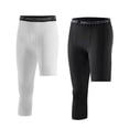thumbnail image 2 of Men's 3/4 One Leg Compression Capri Tights Pants Athletic Base Layer Pants Underwear, 2 of 5