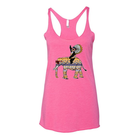 Wild Bobby, Cute Colorful Elephant Squirrel Mosaic, Animal Lover, Women Tri-Blend Racerback Tank Top, Vintage Pink, Small