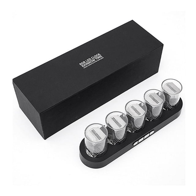 Reloj Digital de Tubo Nixie con Luz LED RGB Que Brilla Intensamente para la DecoracióN del Escritorio del Hogar Idea de Bricolaje Regalo de CumpleañOs-Negro