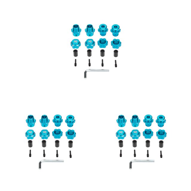 sweethay 4 piezas de repuesto de adaptador hexagonal profesional 1/10 componente ruedas ensanchadas Kit de accesorios de repuesto para E-REVO Azul 3Conjunto