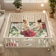 thumbnail image 2 of WOBOGO Red White Rose Pattern Baby Playmats Extra Large Waterproof Rollable Activity Pads for Toddlers 50×50inch, 2 of 7