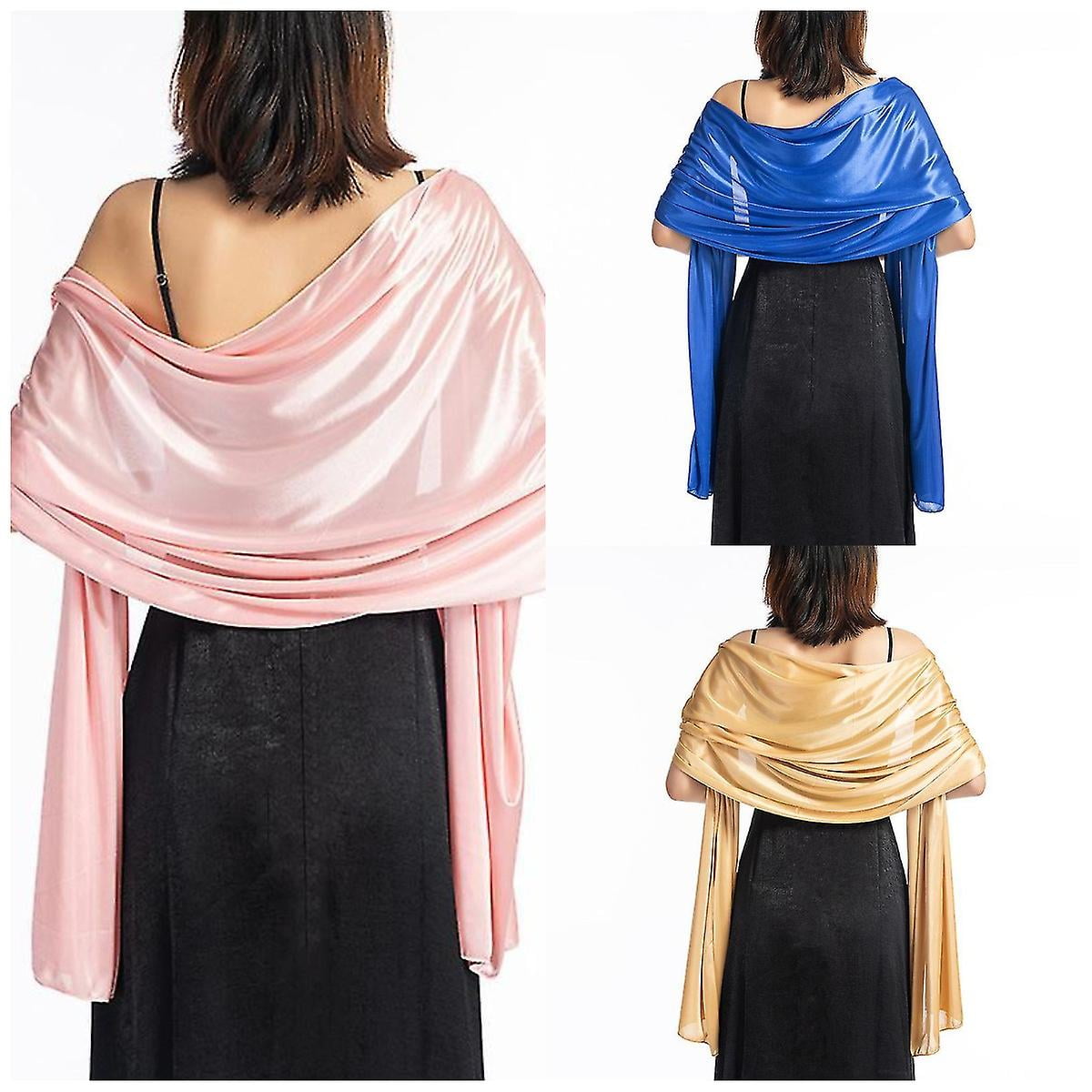 Summer Shawl Dress Evening Wrap Wedding Satin Solid Shawl Shrug Boleros ...