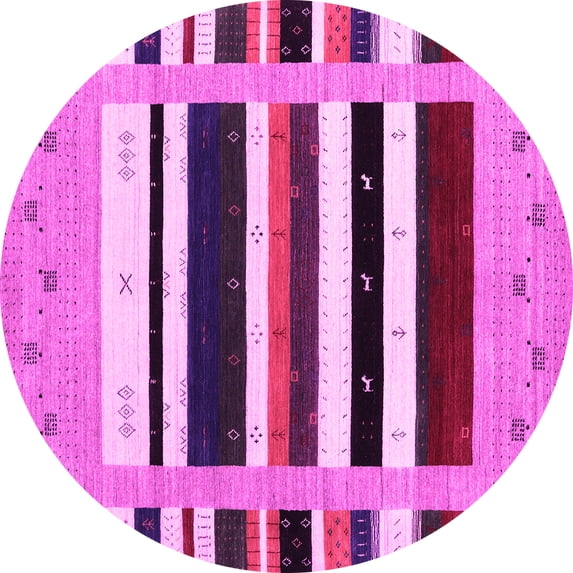 Ahgly Company Indoor Round Abstract Pink Contemporary Area Rugs, 7' Round