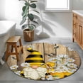 thumbnail image 5 of Daisy Floral Round Rug 3ft Washable Circle Entryway Rugs Non Slip Farmhouse Wood Grain Bee Gnomes Flowers Area Rug Indoor Floor Carpet for Bedroom Kitchen Living Room Home Office Dining Room Nursery, 5 of 8
