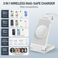thumbnail image 5 of Magnetic Wireless Charger Stand, 3 in 1 Foldable Wireless Charging Station, Travel Charger for Multiple Devices for iPhone 16 15 14 13 12 Series, Apple Watch Ultra/9/8/7/6/5/4/3/2, AirPods,White, 5 of 6