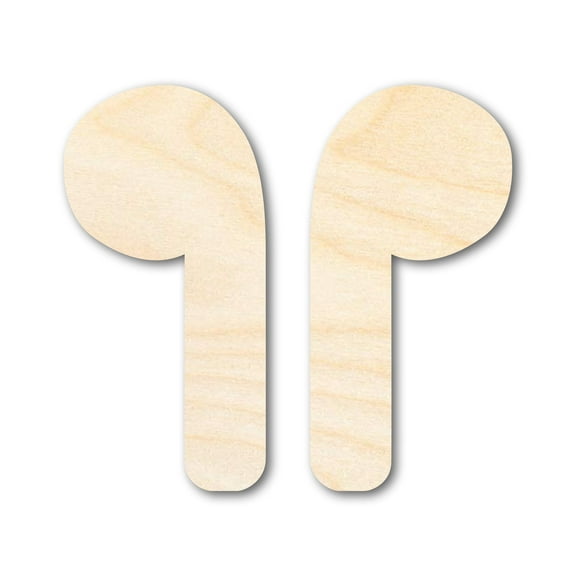 Unfinished Wood Earbuds Silhouette Shape 4" / 1/4"