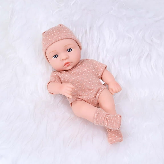 Qonioi Realistic Newborn Baby Doll, 7.48 Inch Vinyl Doll with Clothing Set, Soft Reborn Figure, Lifelike Infant Model