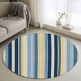 thumbnail image 2 of Round Rugs 4 Ft, Blue Yellow Striped Non Slip Area Rugs for Kitchen Bedroom Entryway, Farmhouse Stripes Vintage Washable Carpet Runner Rug Floor Mats for Bedroom Home Decor, 2 of 9
