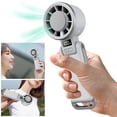 thumbnail image 2 of Foldable Handheld Portable Turbo Fan 4000mAh Battery Rechargeable Fan 5 Gear Wind W/ Ice Cooling & LED Display for Beach Vacation Cooking Office Travel Camping (White), 2 of 12