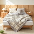 thumbnail image 4 of Washed Cotton Summer Quilt Cotton Filling Cool Breathable Plaid Bed Blanket Lightweight Quilt for Hot Weather Bedroom Dorm Home Decor, 4 of 6