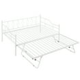 thumbnail image 4 of Full Size Metal Daybed with Trundle Included, LegaHome Extendable Daybed Frame with Pop Up Trundle Bed, No Box Spring Needed, Space Saving Daybed for Kids Teens Adults, Portable Folding Trundle, White, 4 of 12
