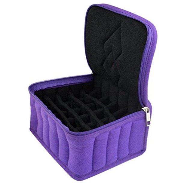 Bolsa organizadora de 30 compartimentos para aceites esenciales y botellas de cosméticos, ideal para viajes (morado)