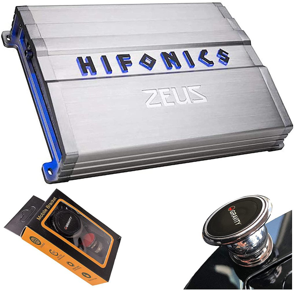 Hifonics ZG-600.4 600W Zeus Gamma Series 4-Channel Car Audio Subwoofer Amplifier with Gravity Magnet Phone Holder 