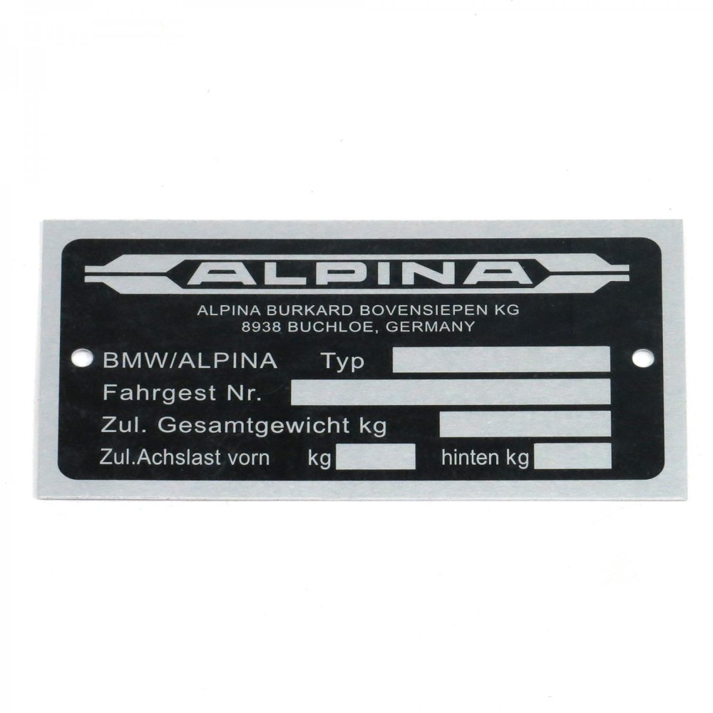 Alpina VIN Plate