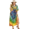 thumbnail image 3 of HAPPY BAY Women's Summer African Beach Maxi Caftan Casual Slit Dress Loungewear Dashiki Dresses for Women 2X-3X Night Sky, Geometric, 3 of 5