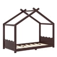 thumbnail image 6 of Leumius Twin Size House Shape Bed,Montessori House Bed Solid Wood Floor Bed for Kids,No Box Spring Needed,Espresso, 6 of 11