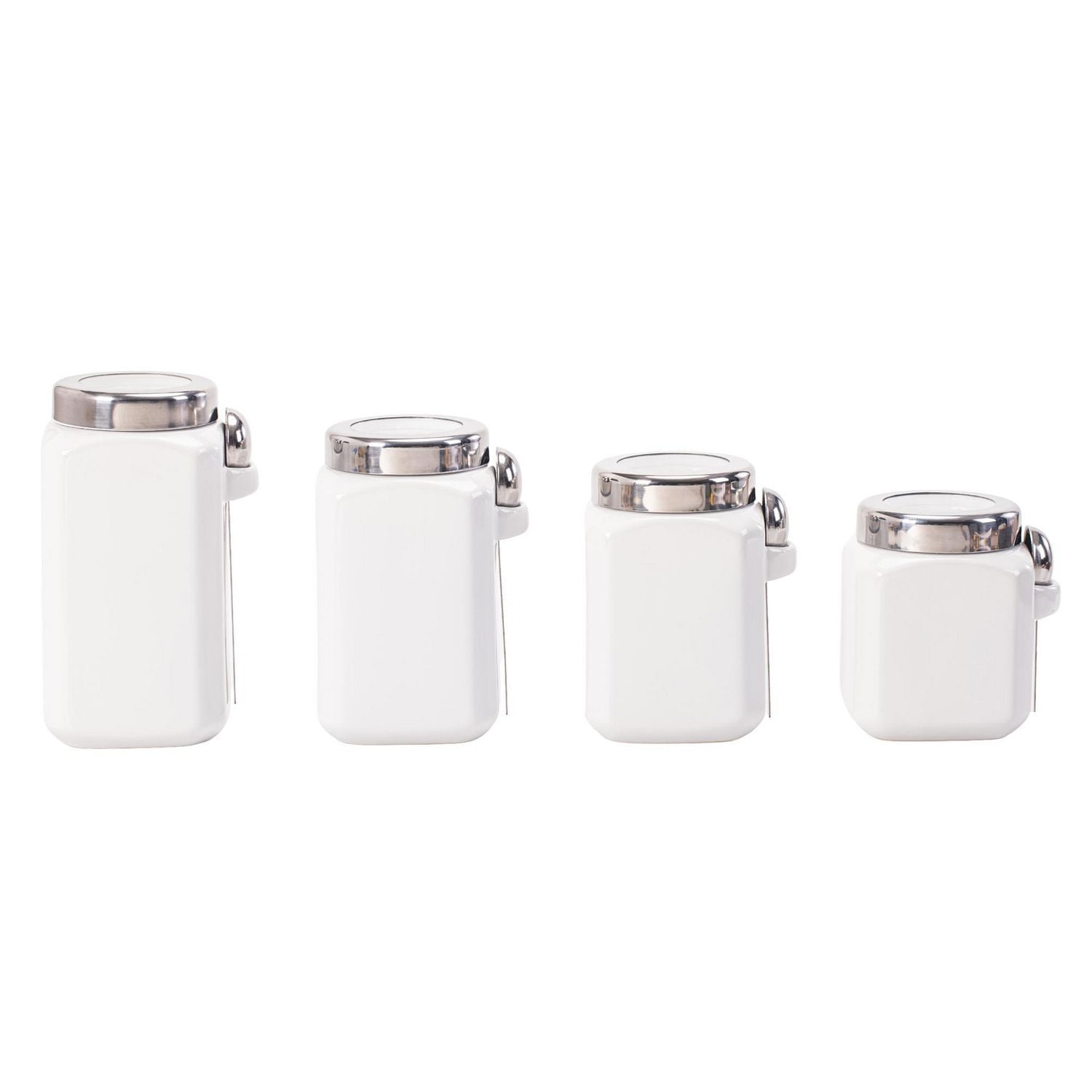 Mainstays White Glazed Ceramic Canister Set, 12 Piece, Canister Set