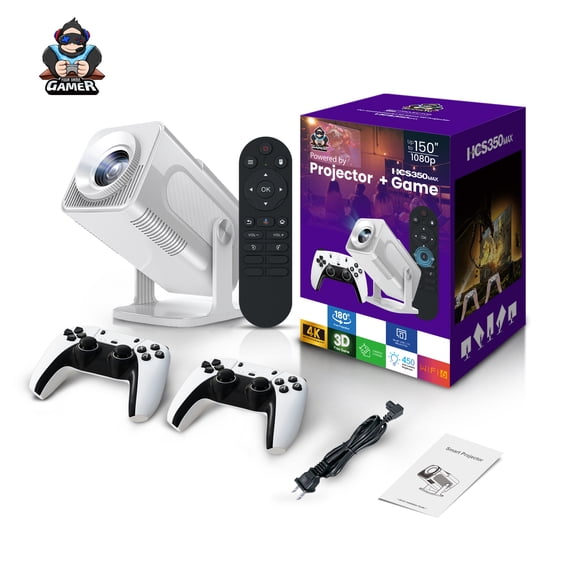 KAIXUDA USA HCS350MAX 4K Gaming Projector with WiFi 6 & Android OS, Portable Home Theater Projector for PS5/Xbox, 200" Large Screen Low-Latency Game Projector