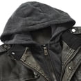 thumbnail image 6 of Miqool Mens Leather Motorcycle Jacket Pu Leather Windproof Fall Winter Coats Riding Moto Biker Jacket with Removable Hood and Multi Pockets, 6 of 8