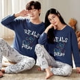thumbnail image 1 of Foply-Conjunto de Pijamas para parejas, ropa de dormir de manga larga, estilo fresco, 100% algodón, Otoño, nuevo, 1 of 4