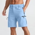 thumbnail image 2 of Eryao Elastic Waist Hiking Cargo Shorts for Men with Zipper Pocket Casual Summer Beach Lounge Shorts,Light Blue,M, 2 of 9