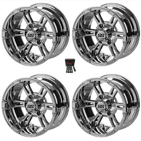 LSI Raptor 12" Golf Cart Wheels/Rims Mirror Yamaha