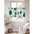 thumbnail image 5 of Turquoise Marble Semi Sheer Window Curtains 45 Inches Long, Gold White Geometric Hexagon Modern Rod Pocket Voile Silky Chiffon Curtain Light Filtering Drapes for Living Room, 52"x45", 2 Panels, 5 of 9