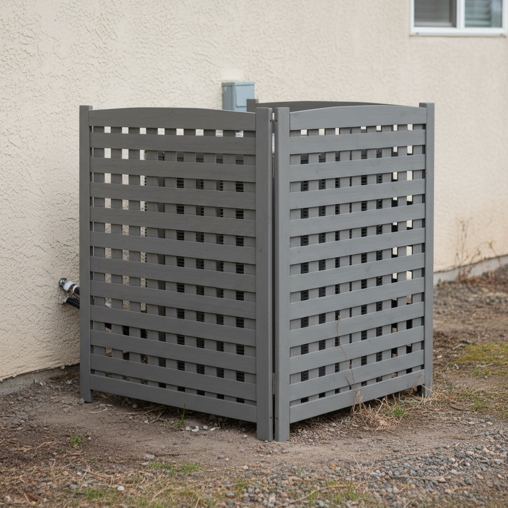 MAYEERTY 3-Panel Outdoor Wood Privacy Fence Screen, 32"Wx38"H Air Conditioner Trash Can Enclosure for Backyard Patio