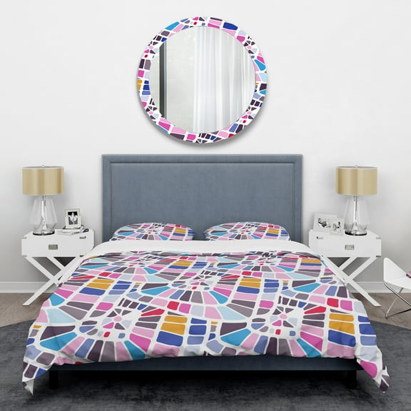 Designart 'Abstract Retro Geometric Pattern I' Mid-Century Modern Duvet Cover Set