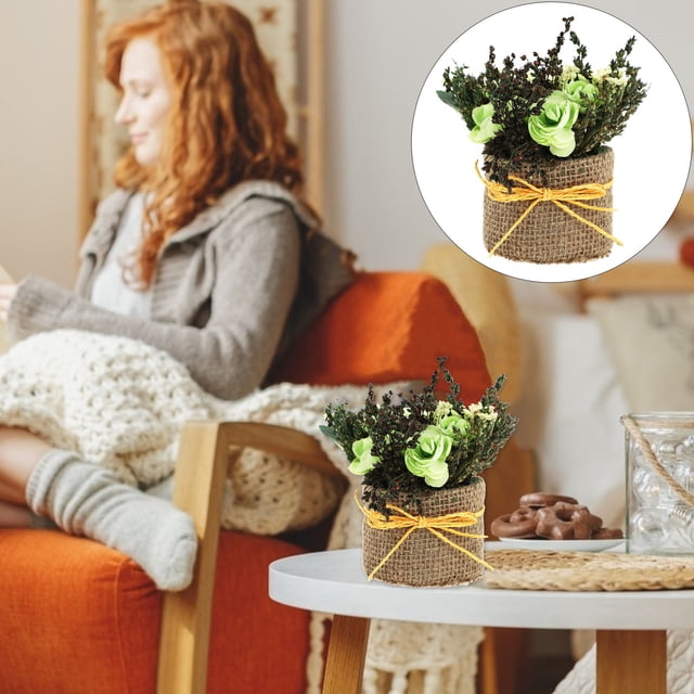 unbranded Bonsái De Rosa Artificial Decorativo Para Hogar Y Oficina Con Plantas Resistentes Y
