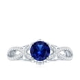 thumbnail image 5 of Rosec Jewels Lab Created Blue Sapphire Ring with Diamond for Women, Crossover Ring, 14K White Gold, US 8.00, 5 of 9