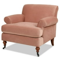 Pemberly Row Modern Accent Arm Chair Metal Casters Peach Orange