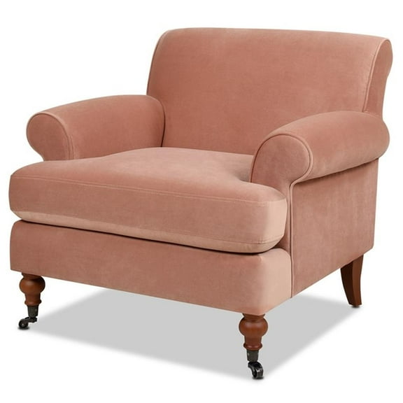 Pemberly Row Modern Accent Arm Chair Metal Casters Peach Orange