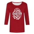 thumbnail image 4 of EQWLJWE 2024 Easter Day Shirts for Women Casual 3/4 Sleeve Cute Flower Eggs Graphic Tees Trendy Workout Tunic Tops Comfy Three Quarter Loose Blouse for Summer Spring (Red,4XL), 4 of 4