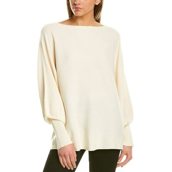 ANNE KLEIN Womens Ivory Ribbed Relaxed Fit Dolman Sleeve Round Neck Wear To Work Sweater XXL