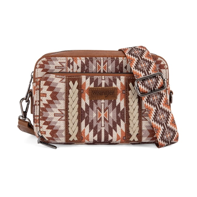 Bandolera Montana West Wrangler Boho Aztec para mujer, marrón