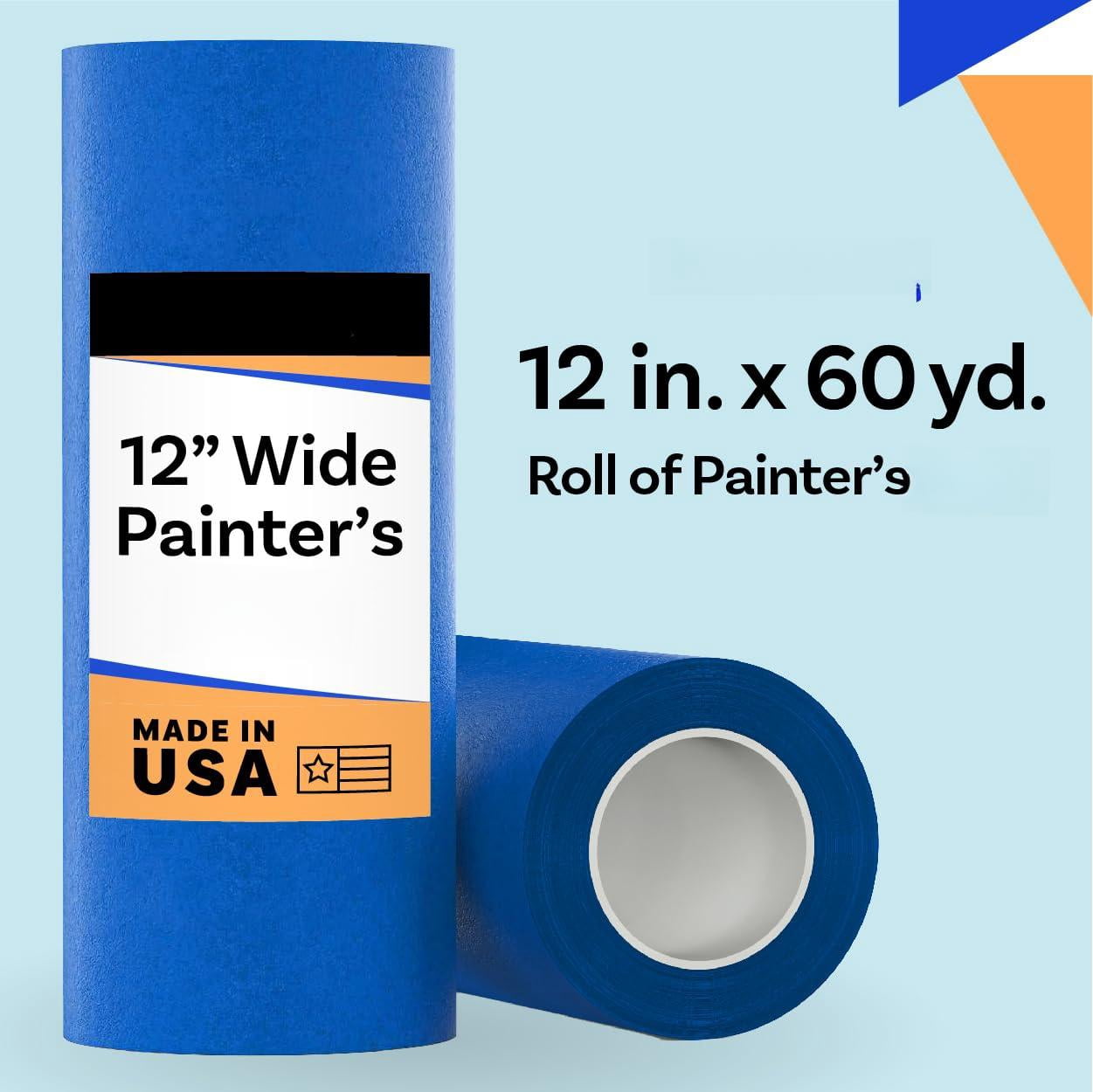 Wide Blue Painters Tape  12 Inch X 60 Yds Made In Great Masking For 3d Printing And Removes Cleanly 21 Days