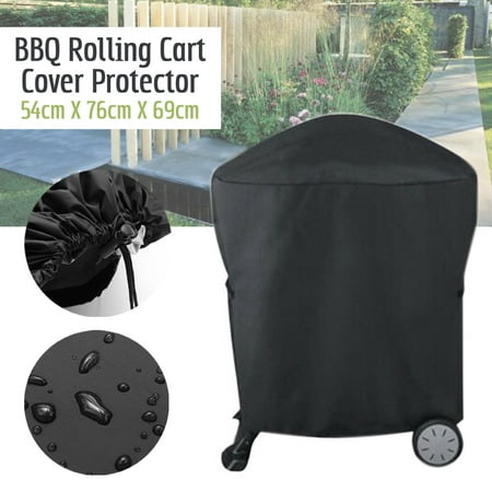 BBQ Grill Cover Weatherproof Heavy Duty Outdoor Protector Large - Black , Barbecue Grill Cart Cover Accessories For Weber Q 200 Series with Reinforced Nylon
